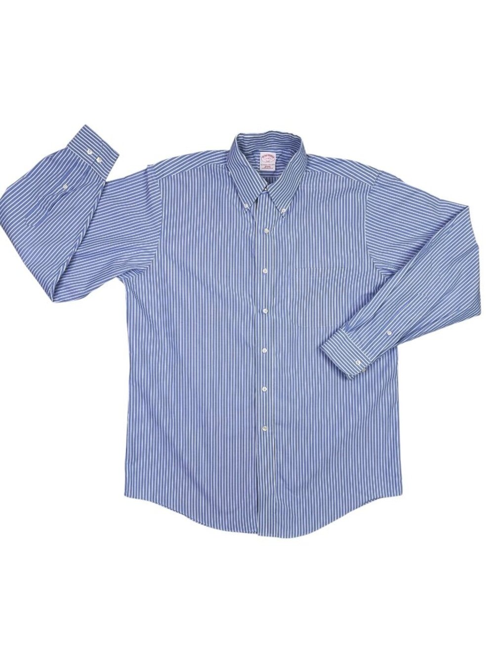 Brooks Brothers Dress Shirt Mens 16-4/5 Traditional Fit Blue White Stripe Cotton